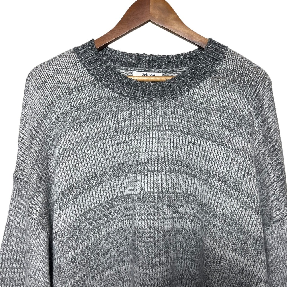 Splendid Collection Grey Mixed Knit Sweater Cashmere Wool Blend XL Cozy Fit - Picture 3 of 10